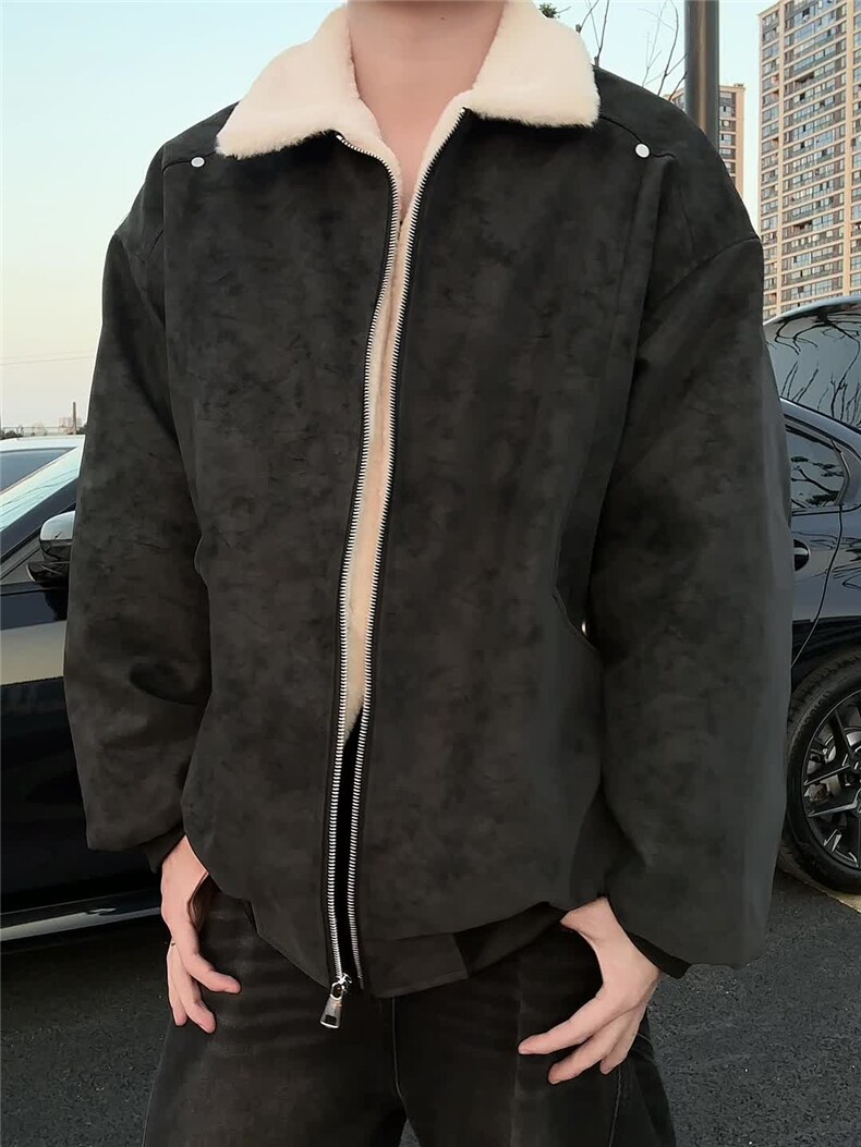现货冬季美拉德雾面PU皮衣棉服兔毛加绒加厚保暖棉衣MY258/P85,男装皮衣,电商B318