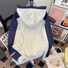 撞色插肩袖连帽卫衣男女2025秋季新款宽松bf美式复古情侣上衣，男装卫衣，星座506B