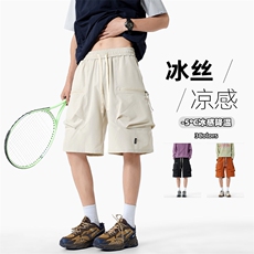 特批P25无差价夏季凉感冰丝拉链多口袋工装裤男宽松五分裤DK5825，男装休闲裤，电商A001