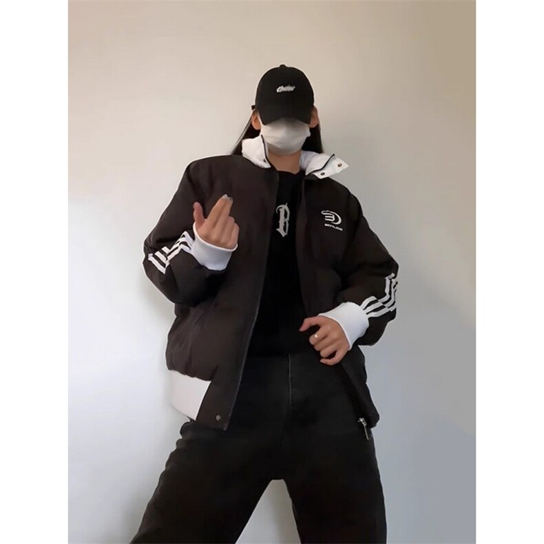 潮棉服外套男女情侣学院风美式复古条纹棉衣外套H995-P85网图,男装棉衣,电商B245