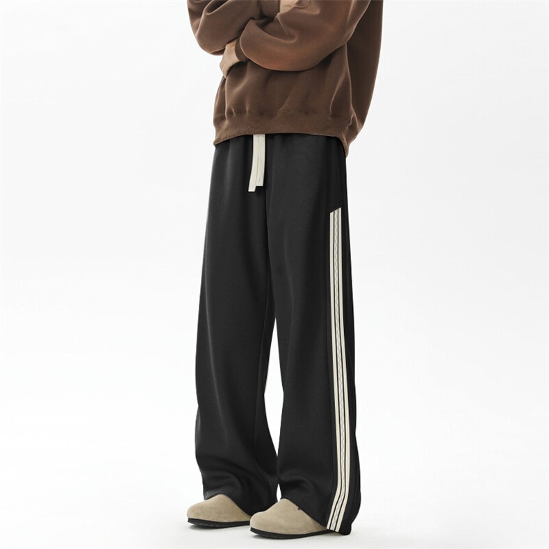 织带拼接休闲裤男款春秋宽松直筒卫裤美式垂感阔腿长裤K7902-P35，男装休闲裤，星座505-3