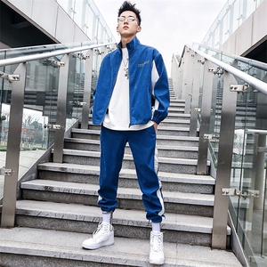 2021新款男士卫衣套装嘻哈潮流春季翻领外套两件套DS367T图片