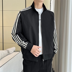 立领开衫夹克男2026新款拉链卫衣条纹运动休闲外套JK02567-P75，男装夹克，星座308B-2