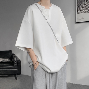 8XL-M 特大码短袖男假两件五分袖高品质空气层宽松上衣DX321P35图片