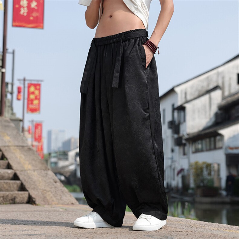 2025春夏新款风提花休闲裤男士宽松大码阔腿哈伦裤K2509-P75,男装休闲裤,电商A008
