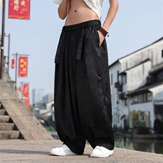 2025春夏新款风提花休闲裤男士宽松大码阔腿哈伦裤K2509-P75，男装休闲裤，电商A008