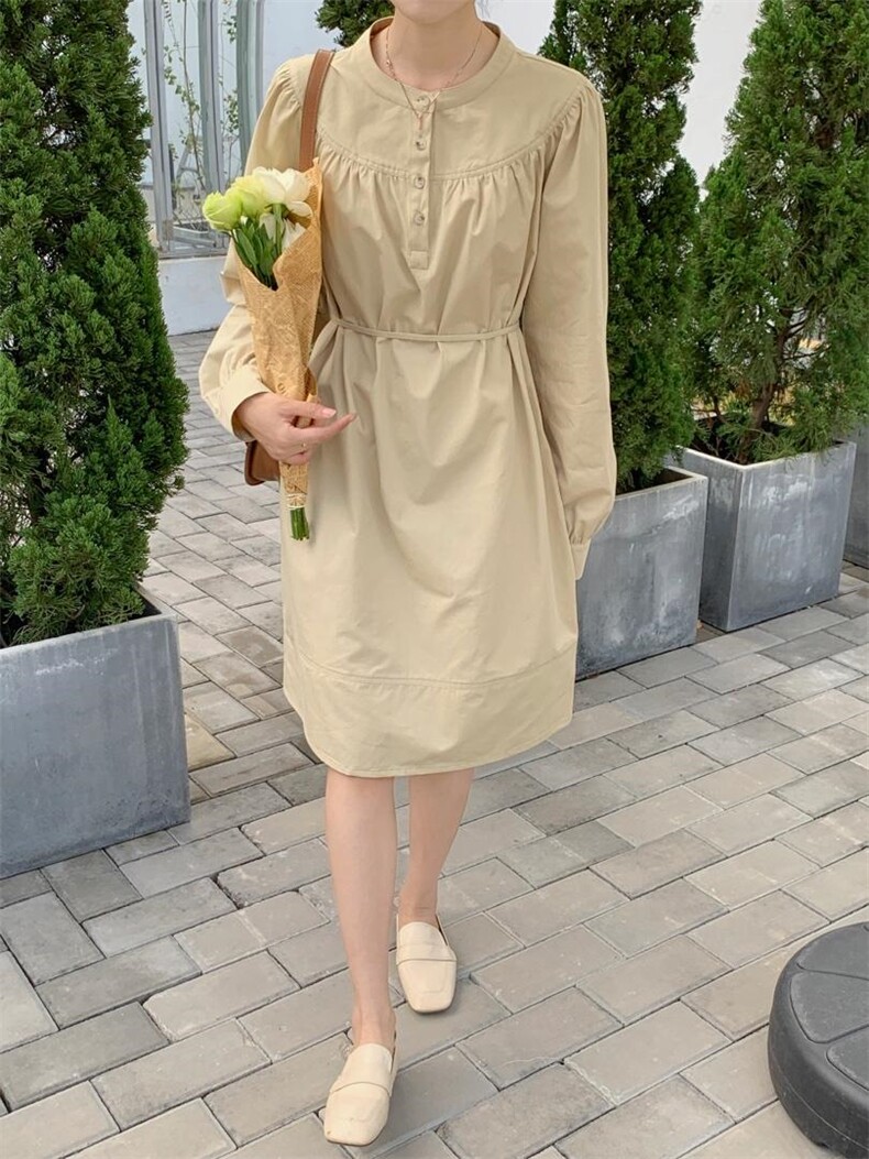 现货水洗休闲系腰带连衣裙，女装连衣裙，汐美