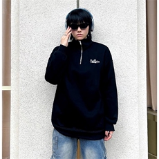 抖音得物美式全棉可翻领立领卫衣半拉链印花外套卫衣A1105，女装短外套，电商A443