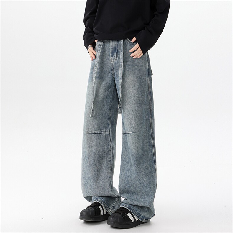 简约个性抽绳工装口袋牛仔裤KZ03P60,男装牛仔裤,电商A073