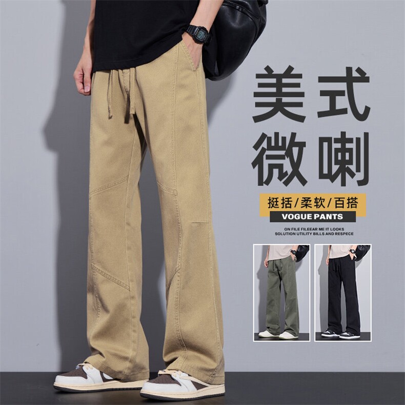 微喇休闲裤男直筒纯棉Cleanfit春季青少年长裤工装裤男Z9871-P45图片