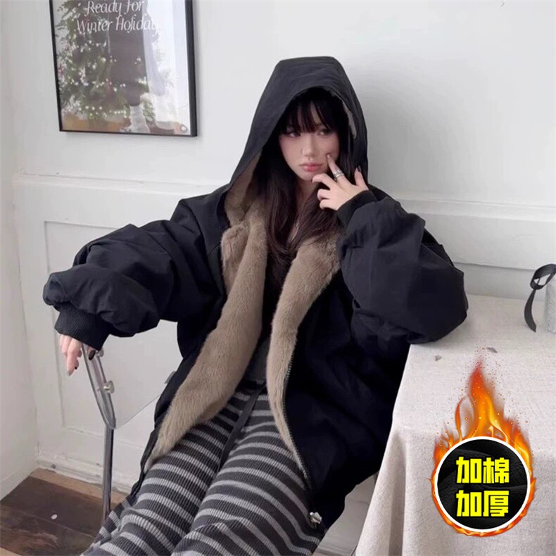 两面穿现货重磅短款座山雕棉衣男女双面穿毛毛绒棉服加厚外套，男装棉衣，电商A443