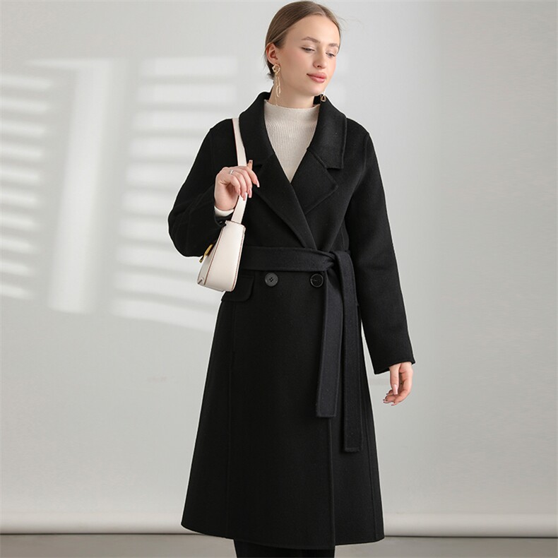 2024秋冬季新款韩版宽松显瘦赫本风毛呢外套，女装双面呢大衣，怡欣双面呢工厂店