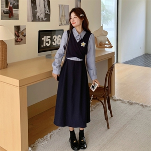 26春新款现-学院风法式收腰显瘦长袖衬衫裙2603-P150K248图片