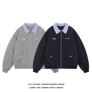 2025秋装美式复古拼接棒球服设计感潮牌飞行员夹克外套JK140-P128图片