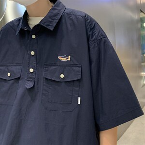 polo衫男短袖港风潮流百搭2023夏季新款ins宽松帅气衬衫W2934-P35图片