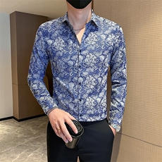 黑社会小伙店主风男士秋冬暗花长袖衬衫301A-1/CS510/P55，男装衬衫，星座301A-1