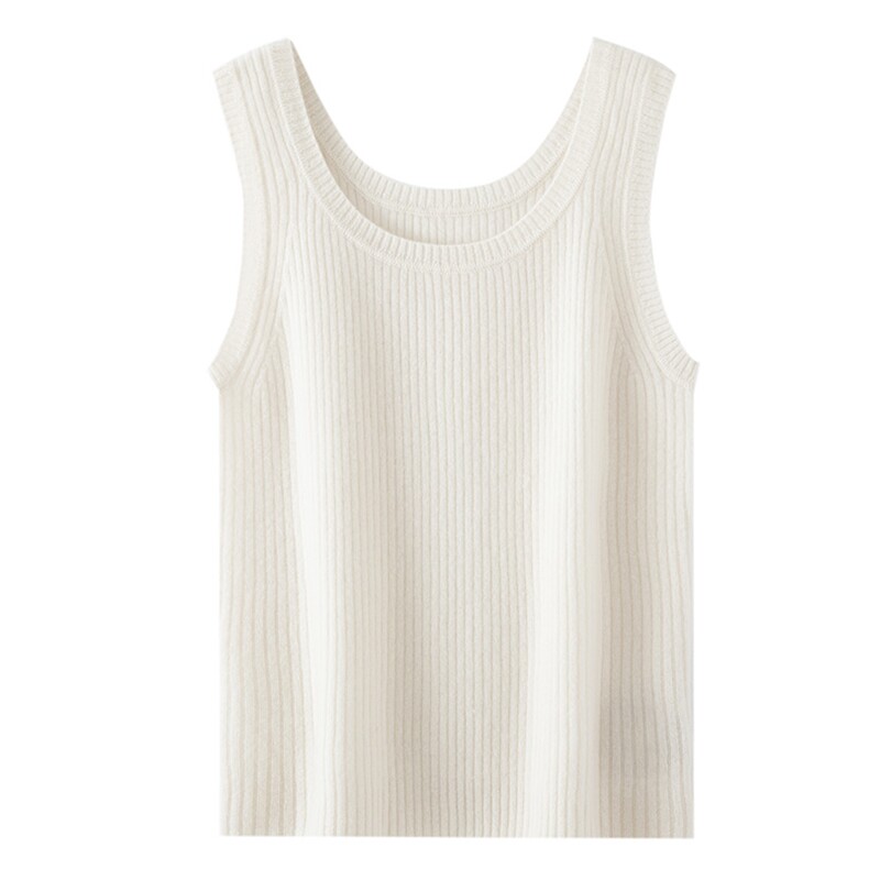 修身坑条设计羊绒针织吊带背心女纯色打底内搭羊毛背心25新款，女装针织衫/毛衣，初婷羊绒