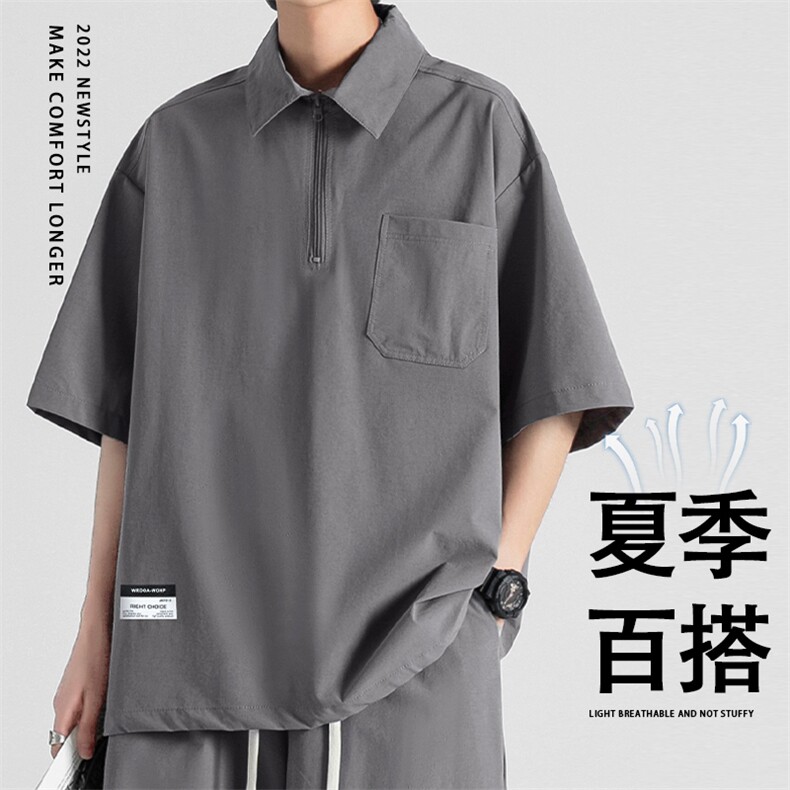 夏季冰丝清凉宽松翻领短袖   TT321-特批43图片