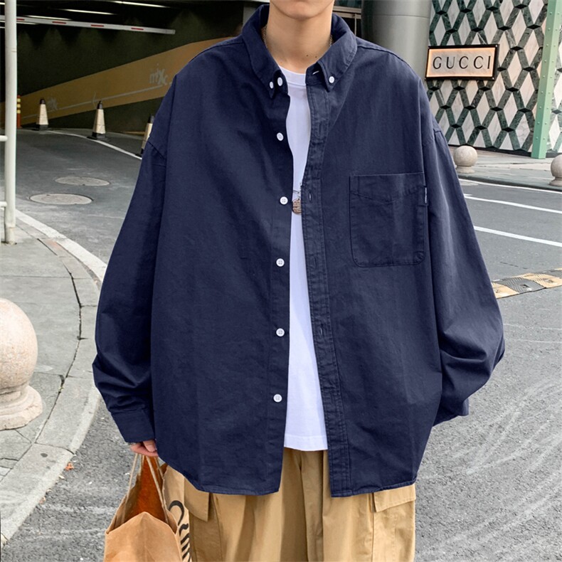 A994-P38日系潮牌条纹长袖衬衫男款春秋季港风宽松休闲衬衣外套,男装衬衫,星座512-6