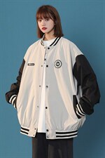 现货2025秋冬港风中性休闲宽松男女印花运动夹克棒球服DM88-P65图片