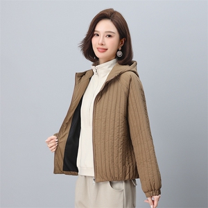 时尚显瘦竖条纹棉服宽松百搭保暖外套
