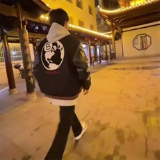 黑八美式棒球服高街刺绣毛巾设计感图vibe棒球夹克外套男女同款，男装夹克，星座601-1