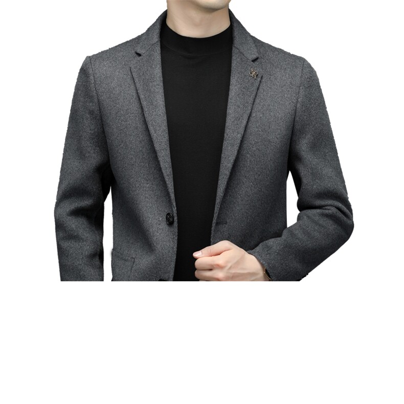 秋季男款轻奢高端大衣商务修身毛呢西服外套时尚人字纹双面呢西装,男装西服,电商B212（原钱塘6029）