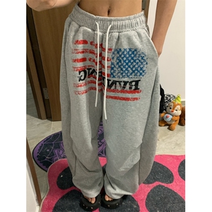 【有货】B3087CC-特P50 美式复古字母印花设计感卫裤男女图片