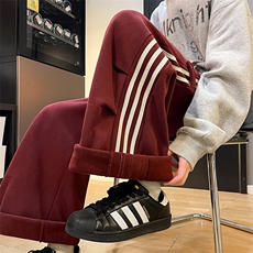 8XL-M奥粒绒加绒休闲裤男三条杠条纹运动裤宽松卫裤K9121P58控78，男装休闲裤，电商D206-1