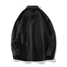 抖音日系复古竖条纹长袖衬衫男宽松百搭衬衣DX811P50控78，男装衬衫，电商B413-1