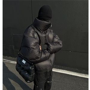 美式短款cleanfit十字星盔甲羽绒棉服面包服立领外套男 H1032P128图片