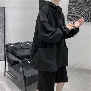 纯色套头连帽卫衣男士宽松抽绳小外套潮cec工装夹克春秋薄803-p35，男装卫衣，星座1008-1