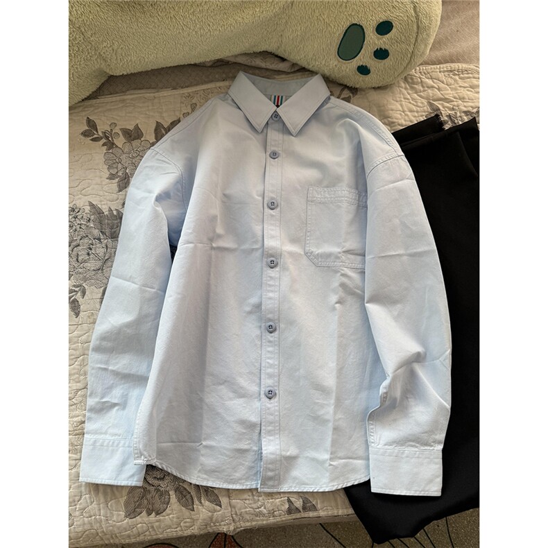 棉纯棉衬衫成衣水洗匠心工艺内里全埋夹男女宽松纯色衬衣，男装衬衫，星座301C-5