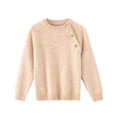 2024秋冬软糯男女童baby小山羊绒衫圆领斜肩扣针织毛衣套头上衣，童装儿童羊绒衫，旭泰羊绒