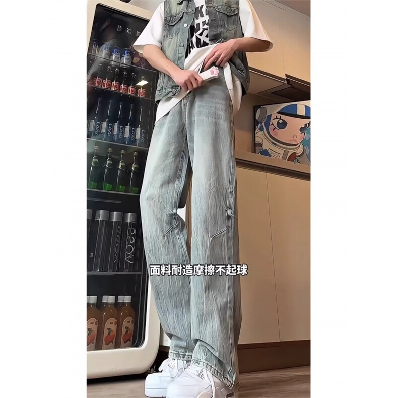 1506/Q72830/P45美式高街复古水洗牛仔裤直筒宽松百搭阔腿裤子,男装牛仔裤,星座1506