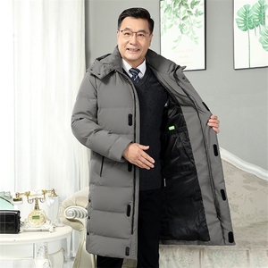 现货主推爸爸长款连帽羽绒服男中老年爷爷保暖开衫外套YR307-P150图片