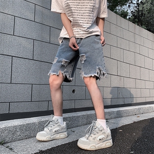 现货 夏季美式复古毛边短裤五分乞丐破洞牛仔裤男 K5808-P35 控58图片