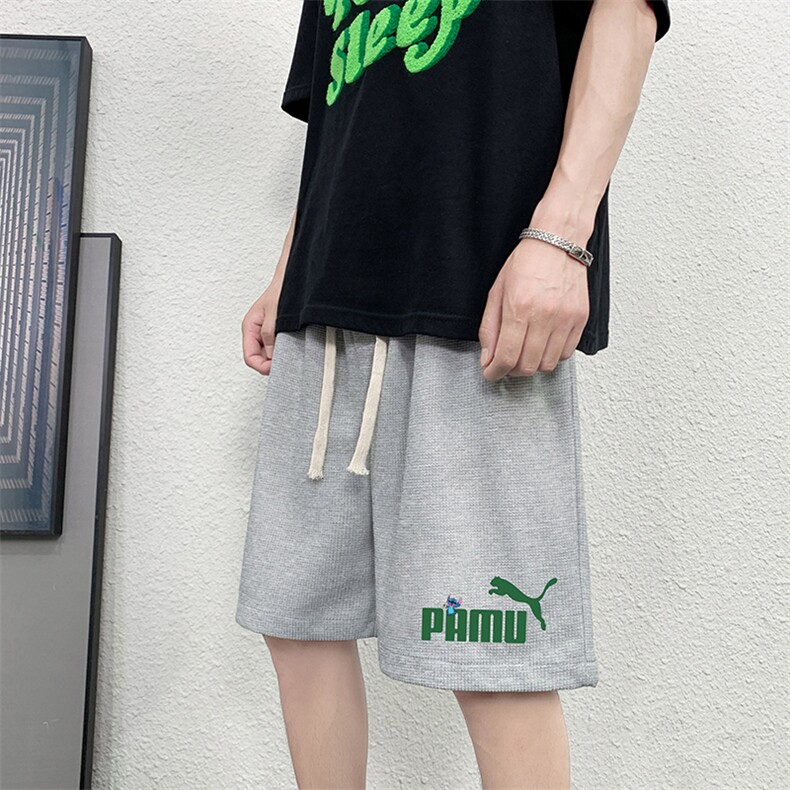 HD74227-P22华夫格短裤男大码宽松五分裤男直筒中裤,男装休闲裤,电商A040