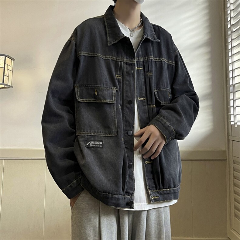 牛仔外套男韩版潮流高街帅2023春秋新款ins宽松百搭夹克W4480-P58，男装大码男装，星座412-3