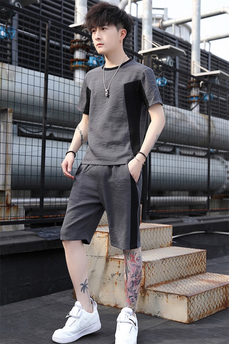 2021夏季新款原创短袖套装男T恤学生运动潮男T710-P50,男装休闲套装,星座1206（原A206）