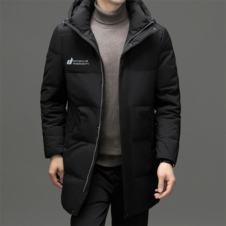 2023冬季新款男士保暖中长款羽绒服中年爸爸装休闲连帽厚款外套,男装羽绒服,电商B212（原钱塘6029）