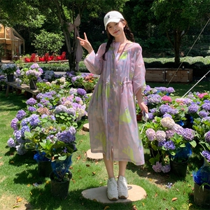 印花连帽长款防晒衣女2026夏季新款设计感外套女182-8656P125K188图片
