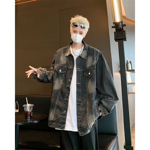 痞帅牛仔外套男款秋美式水洗做旧飞行员夹克复古上衣 JK8843图片