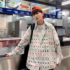 长袖衬衫男港风日系春季韩版潮流帅气衬衣S026P30，男装衬衫，星座1116-2