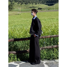 痞帅风衬衫男短袖假两件拼接超火中袖2025新款高级感冰丝衣服，男装T恤，四季星座505