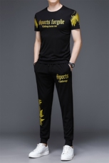 2023夏季新款中青年男士休闲长裤时尚潮流宽松休闲百搭上衣两件套，男装休闲套装，电商B212（原钱塘6029）