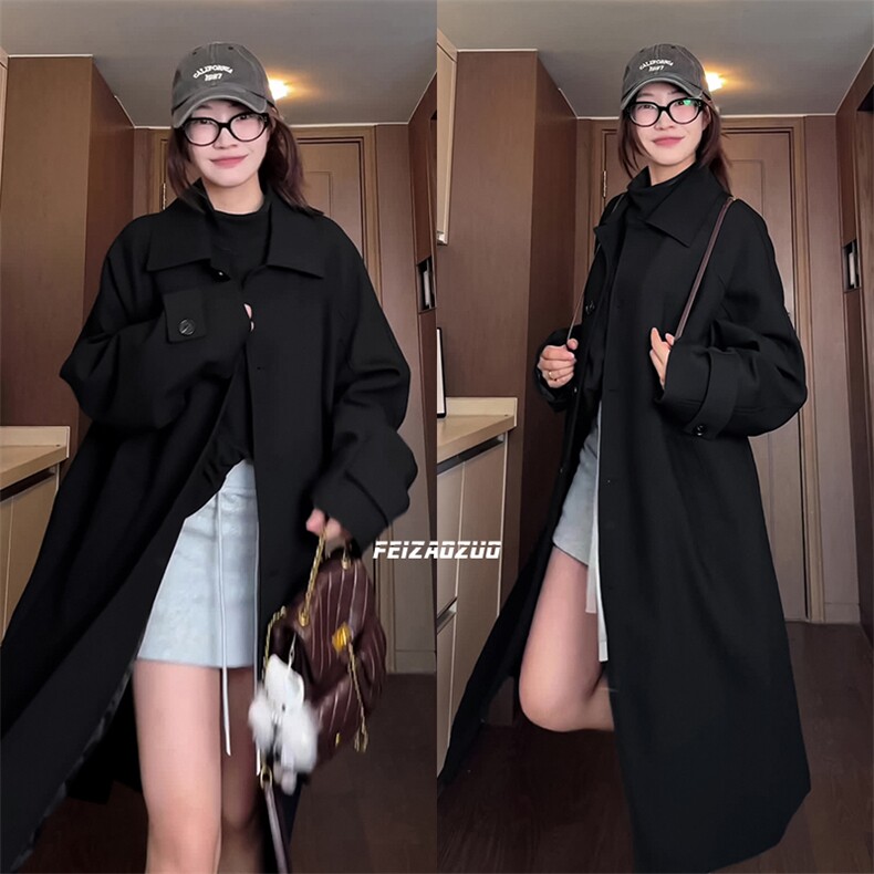 秋季新款Q2589-TP95148长款风衣女高级感韩系过膝外套男，男装风衣，电商A102