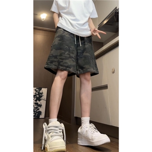 2025夏季新款美式高街迷彩宽松牛仔短裤B315-K24156-特p30控58图片