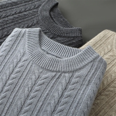 七针麦穗圆领35%羊绒衫男士秋冬季新款简约休闲，男装羊绒套衫，台绒羊绒