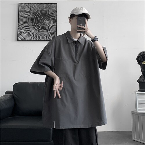 夏季工装衬衫男短袖衬衣港风宽松休闲衬衫C203P35,男装T恤,电商C323
